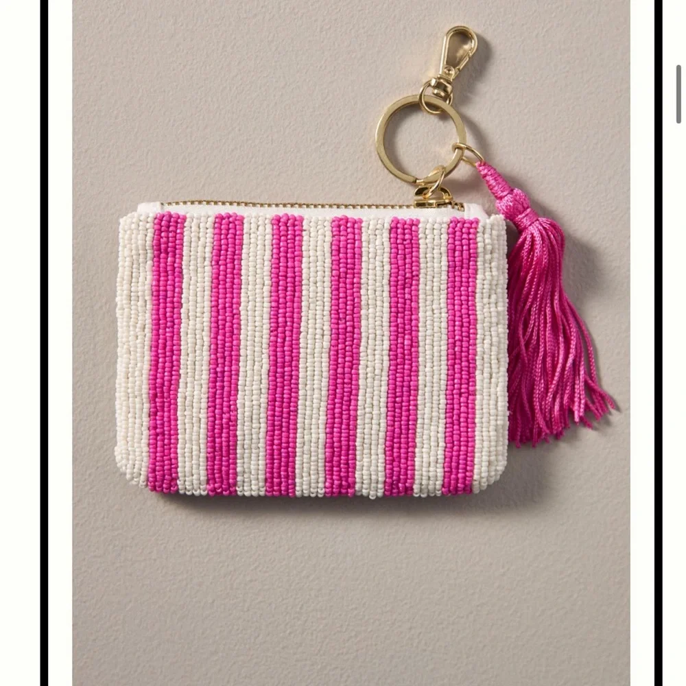 NWOT Anthropologie The Fiona Beaded Coin Purse/Key Ring-Watermelon